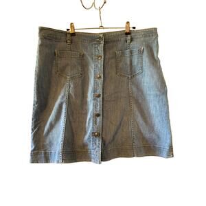 Chaps Button Front Womens Denim Skirt Size 16 Womens Y2K 80's